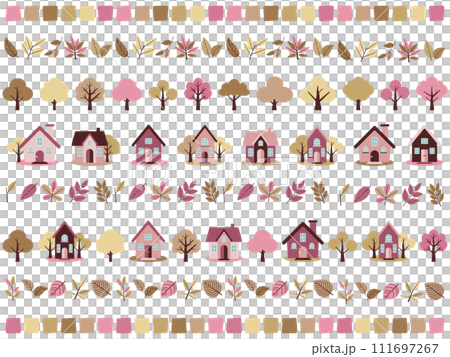 Set of 8 Scandinavian-style decorative borders Autumn 111697267