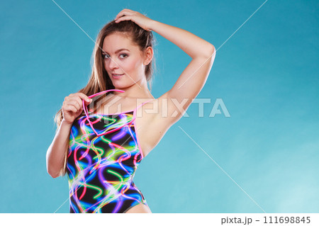 Seductive woman girl in swimsuit. Summer holiday. 111698845