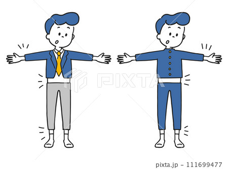 丈の足りない制服を着た男の子 111699477