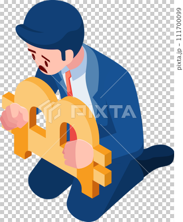 Isometric Businessman with Bitcoin Symbol Handcuffs 111700099