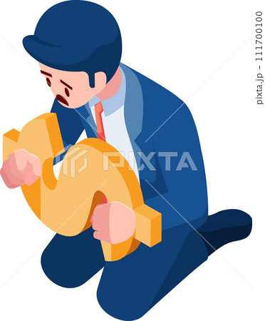 Isometric Businessman with Dollar Symbol Handcuffs 111700100
