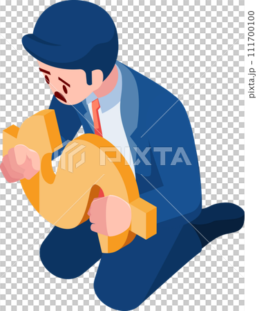 Isometric Businessman with Dollar Symbol Handcuffs 111700100