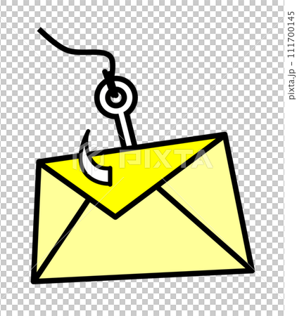 偽物が個人情報やカードのパスワードなどを盗むフィッシング詐欺メールのイラスト 111700145