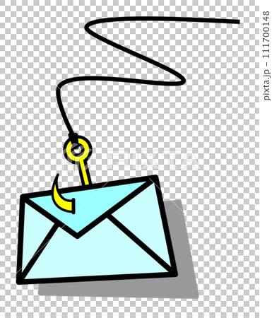 偽物が個人情報やカードのパスワードなどを盗むフィッシング詐欺メールのイラスト 111700148