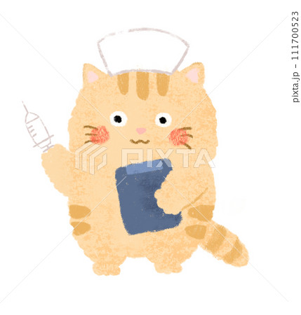 注射器を持ったねこの看護師　クレヨンタッチ 111700523