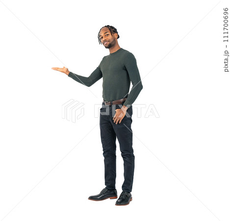 案内する黒人男性 手作業で精密に切り抜いた背景透過全身写真PNG 案内する黒人男性 手作業で精密に切り抜いた背景透過全身写真PNG 111700696