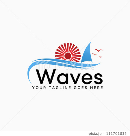 Logo design graphic concept creative premium abstract vector stock sign sail ship birds waves and beach sunset. Related boat yacht sailor ocean island Logo design graphic concept creative premium abstract vector stock sign sail ship birds waves and beach sunset. Related boat yacht sailor ocean island 111701835