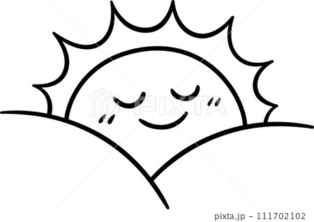 Cute cartoon rising sun doodle 111702102