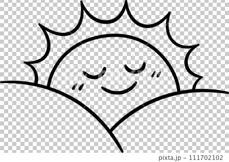 Cute cartoon rising sun doodle 111702102