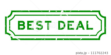 Grunge green best deal word rubber seal stamp on white background 111702243