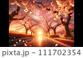 夕暮れ時の桜並木 111702354