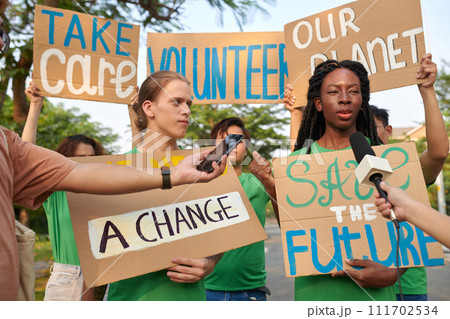 Zoomers demanding to take care of planet when protesting on Earth day Zoomers demanding to take care of planet when protesting on Earth day 111702534