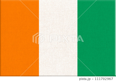 Cote d Ivoire flag on fabric surface. Ivory Coast national flag on textile 111702967