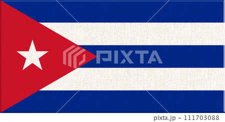 Flag of Republic of Cuba. Cuba flag on fabric surface. 3d illustration 111703088