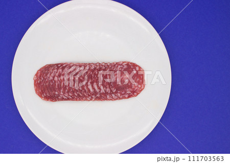 Artisanal Deli Meat Selection on Blue Artisanal Deli Meat Selection on Blue 111703563