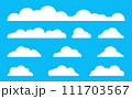 Cloud vector, Flat clouds white design, Icon sky concept on blue background 111703567