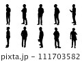 Construction engineer silhouette, Architect man and woman labor standing, Vector set supervisor working 111703582