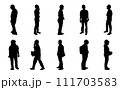 Construction engineer silhouette, Architect man and woman shadow action, Vector group manager standing on white background 111703583