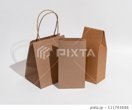 Kraft paper bag, pouches, sacks, box. Brown eco package 111703686