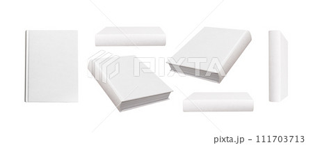 Blank book covers set. Textbooks, hardcover mockups. Spine, hardback, literature isolated on white 111703713