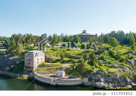 Fredriksborg fortification in the Archipelago of Stockholm Sweden on a summer morning Fredriksborg fortification in the Archipelago of Stockholm Sweden on a summer morning 111703952