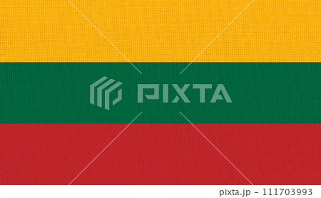 Flag of Latvia. Latvian state symbol. flag on fabric surface. 3D illustration 111703993