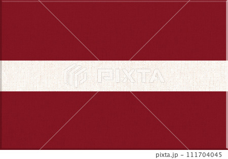 Flag of Latvia. Latvian state symbol. flag on fabric surface. 3D illustration 111704045