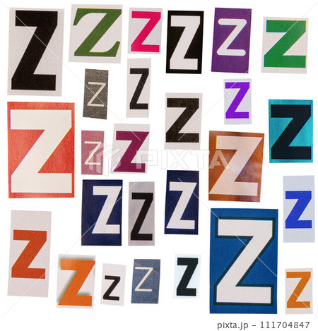 Letter Z cut out from newspapers Letter Z cut out from newspapers 111704847
