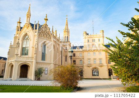 Lednice castle Chateau in Moravia, Czech Republic. UNESCO World Heritage Site. 111705422