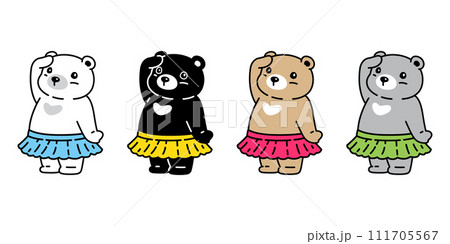 Bear polar icon vector teddy pet skirt cartoon character logo symbol illustration clip art isolated design 111705567