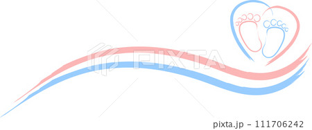 Baby footprint pink and blue, baby feet, heart, logo, background Baby footprint pink and blue, baby feet, heart, logo, background 111706242