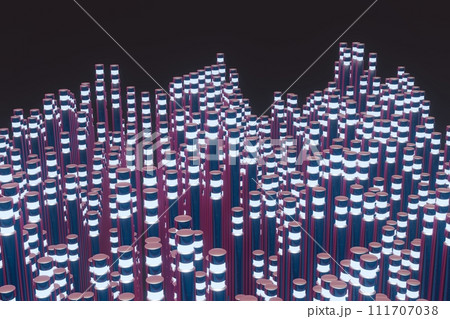 An abstract loop 3D background image featuring a shining wave cylinder on a holographic backdrop, offering a mesmerizing visual experience. 111707038