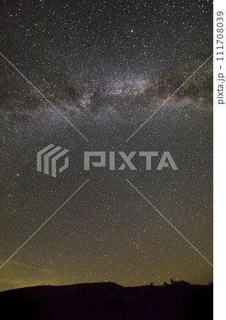 Night landscape of mountains with stars covered sky . 111708039