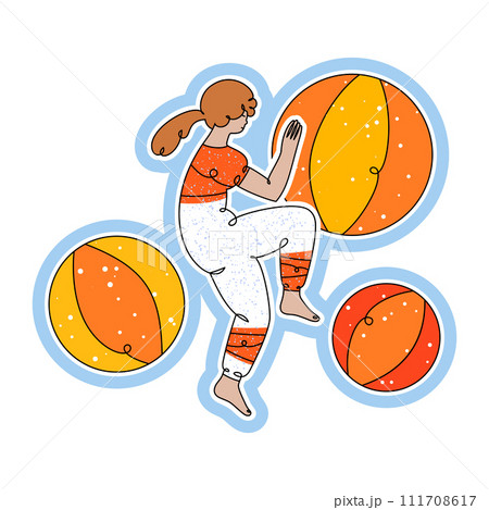 Girl in dynamic pose with big balls Girl in dynamic pose with big balls 111708617