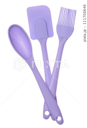 Silicone brush and spoon for food on isolated background Silicone brush and spoon for food on isolated background 111708646