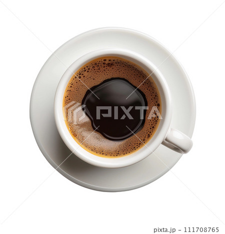 Aroma coffee in white cup, top view 111708765