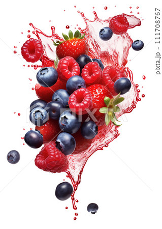 Falling fresh ripe wild berries. 111708767