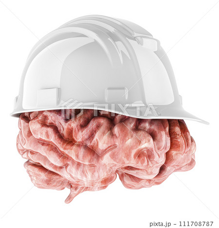 Human brain with hard hat, 3D rendering Human brain with hard hat, 3D rendering 111708787