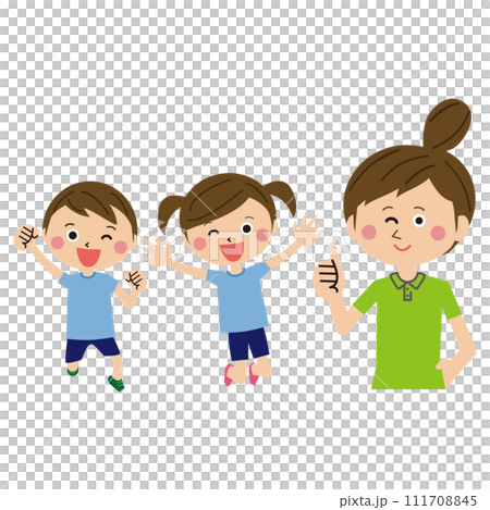 Pop kids gymnastics class lessons Upper body teacher and energetic child 111708845