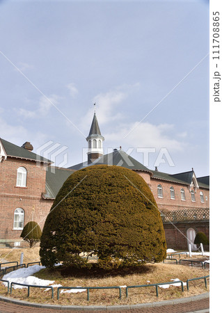 早春の北海道函館市でトラピスチヌ修道院の風景を撮影 111708865
