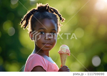 Girl eating ice cream 111709090