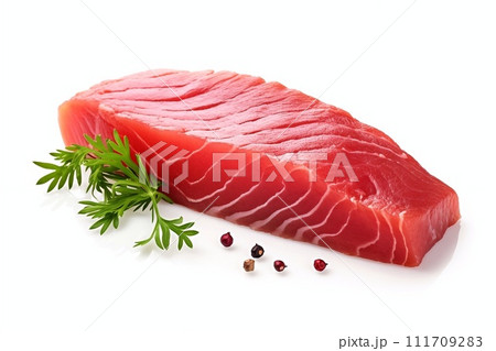 Raw tuna fish fillet with herbs and spices 111709283