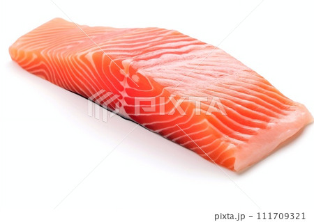 Salmon fillet isolated on white background. 111709321