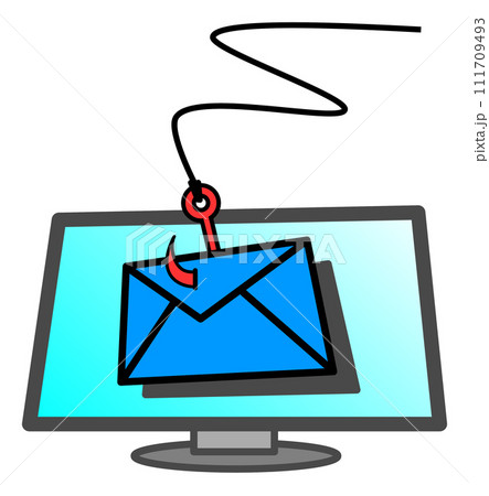 偽物が個人情報やカードのパスワードなどを盗むフィッシング詐欺メールのイラスト 偽物が個人情報やカードのパスワードなどを盗むフィッシング詐欺メールのイラスト 111709493