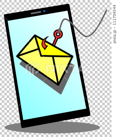 個人情報やカードのパスワードなどを盗むフィッシング詐欺メールのイラスト 111709544