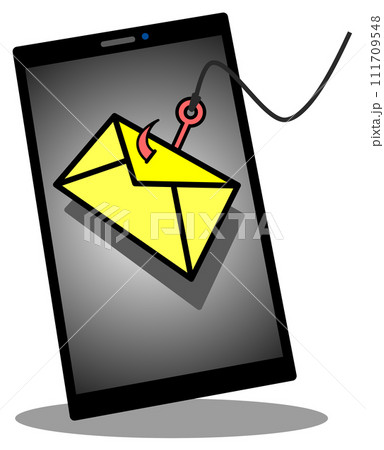 個人情報やカードのパスワードなどを盗むフィッシング詐欺メールのイラスト 111709548