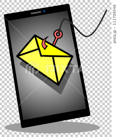個人情報やカードのパスワードなどを盗むフィッシング詐欺メールのイラスト 111709548