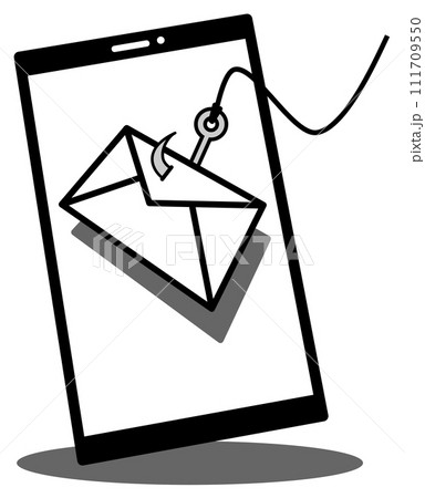 個人情報やカードのパスワードなどを盗むフィッシング詐欺メールのイラスト 111709550