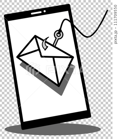 個人情報やカードのパスワードなどを盗むフィッシング詐欺メールのイラスト 111709550