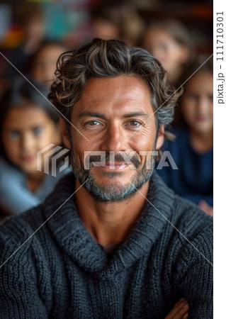 Portrait of a smiling male teacher in an...のイラスト素材 [111710301] - PIXTA